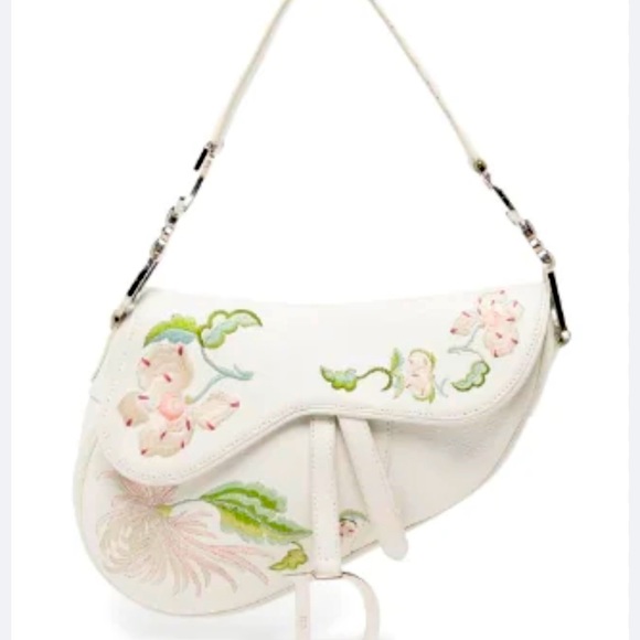 Christian dior white leather saddle bag hotsell
